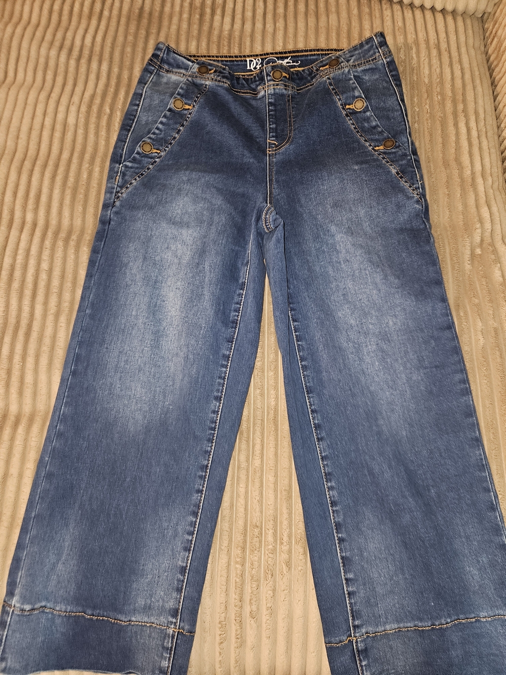 DG2 by Diane Gilman Men's Blue Bootcut Jeans with Button-Trim Pockets